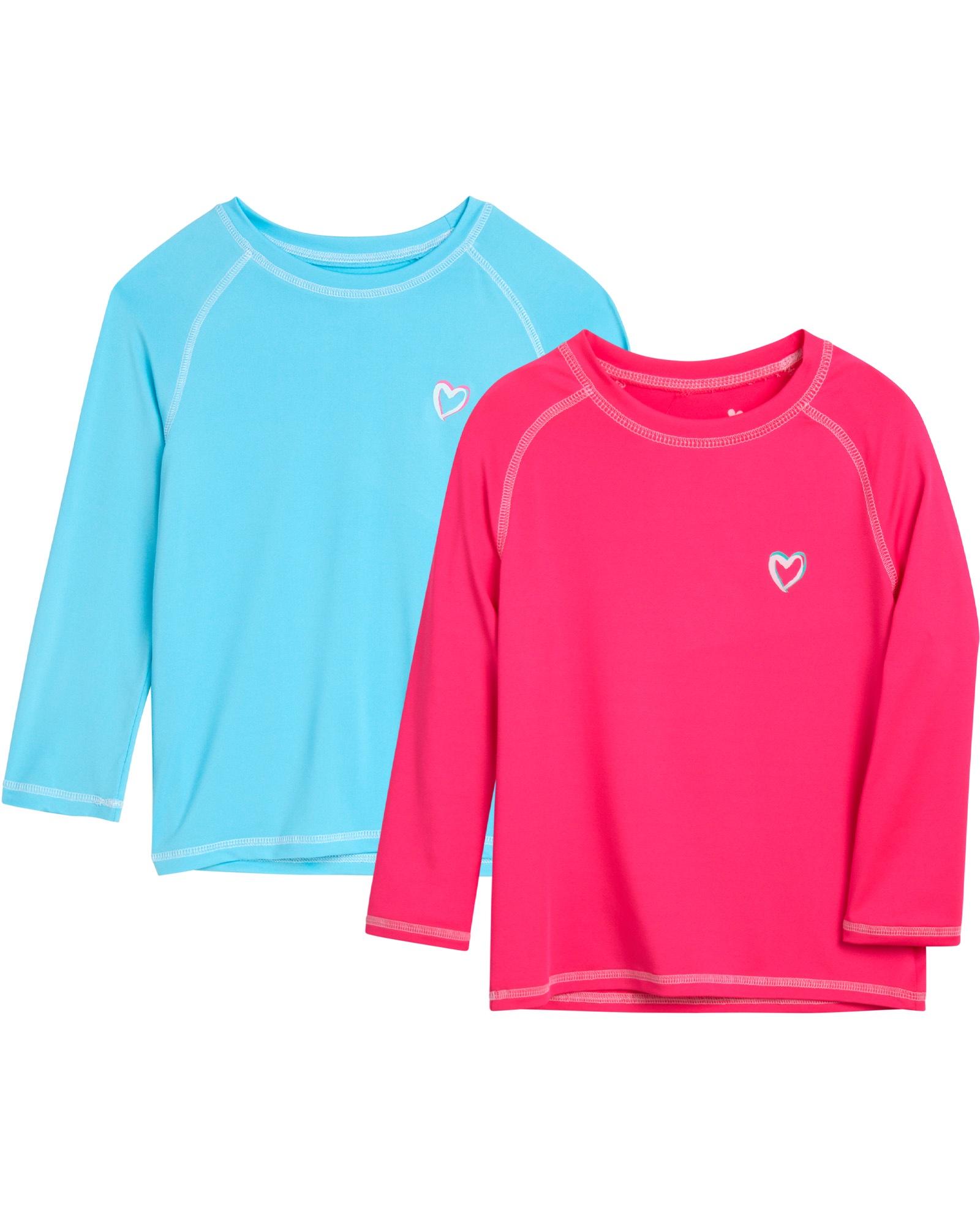 Pink Platinum Girls' Rash Guard Shirt - 2 Pack UPF 50+ Long Sleeve Quick Dry Swim Shirt (Size: 4-16)